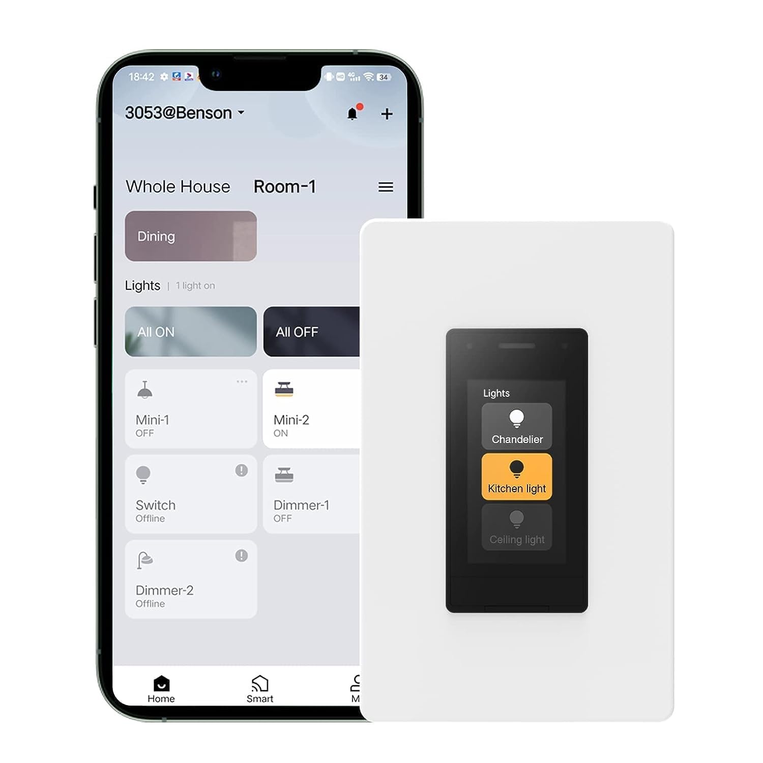 ORVIBO Matter Smart Dimmer Switch, Works with Apple Home, Alexa & Google Home, w/Weather Display, Energy Monitoring, Single Pole, Neutral Wire Required
