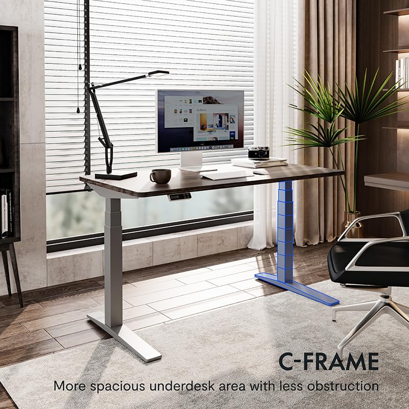 FLEXISPOT Electric Standing Desk E7, Height Adjustable Desk with Whole-Piece Board and Dual Motor 3 Stages, 55x28 Inch, 4 Presets, Large Load Capacity Stand Up Desk Workstation Home Office Computer