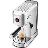 CASABREWS 5418 PRO Espresso Machine with Fast Heating System and Steam Wand | Brew Ready in 5 Seconds, Brews 2+ Milk Drinks in A Row, 20-Bar Pump, Built-in Pressure Gauge, Pro Steam Wand for Lattes