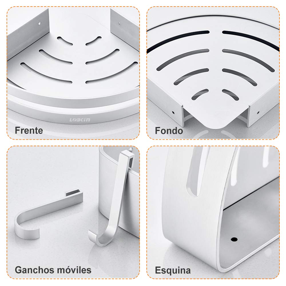 Mensole Bagno Angolo Triangolo Mensole Scaffale Da Doccia Portaoggetti Da Doccia, Alluminio Spaziale Mensola Mensole Bagno Senza Foratura Rack a Muro per Cucina (1PC)