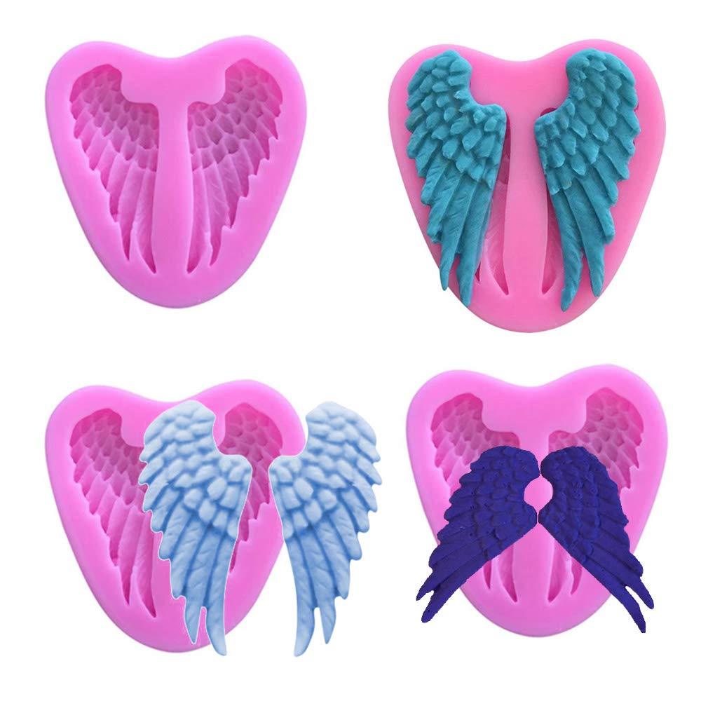 4Pcs Angel Wings Mold Red 3D Wings Silicone Fondant Mold for Party Angel Wings Shape DIY Chocolates Tool