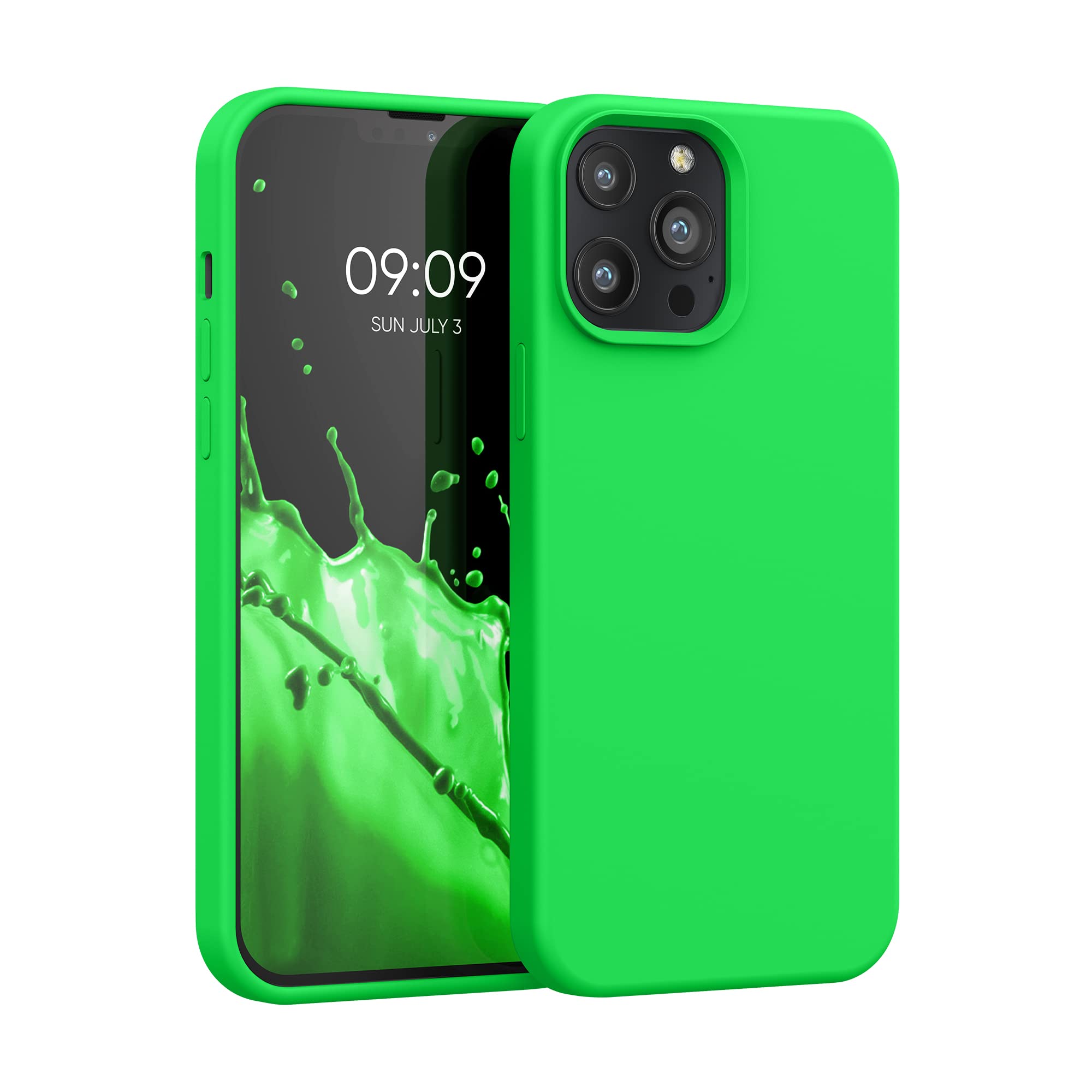 kwmobile Case Compatible with Apple iPhone 13 Pro Max Case - TPU Silicone Phone Cover with Soft Finish - Neon Green — image 1