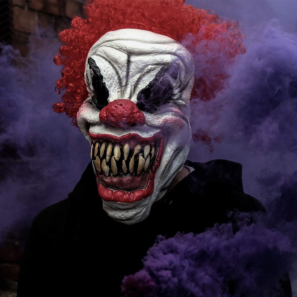 XIAO MO GU Latex Halloween Party Cosplay Face Mask Adult Scary Clown Costumes Mask with Hairs