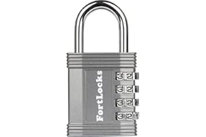FortLocks Padlock - 4 Digit Combination Lock for Gym Outdoor & School Locker, Fence, Case & Shed – Heavy Duty Resettable Set Your Own Combo – Waterproof & Weatherproof (1 Pack - Silver)