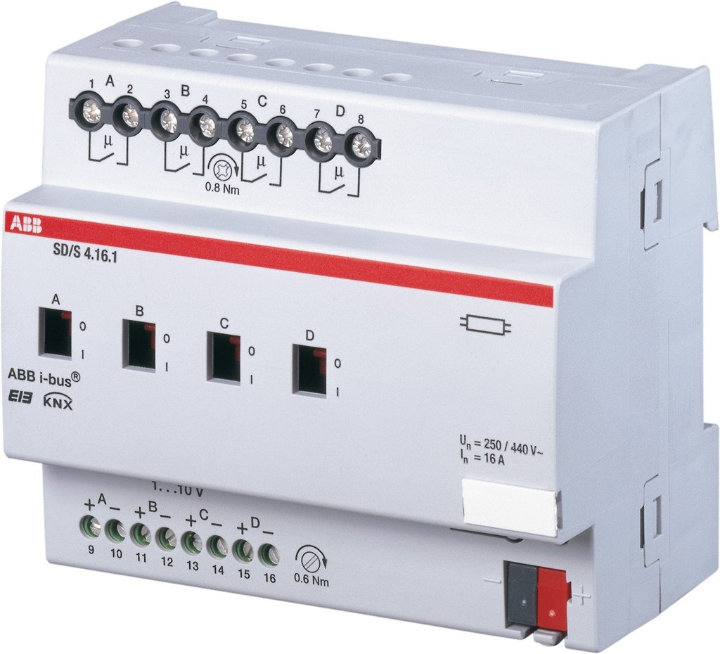 ABB SD/S4.16.1 EIB/KNX Switch/Dimmer Actuator, 16A, REG, 4-Way