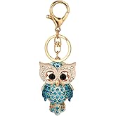 AMNGYOOK Mom Owl Keychains, Women Key Chains Owl Keychain for Women Crystal Key Ring For Bag Wallet Purse Handbags Cars Key