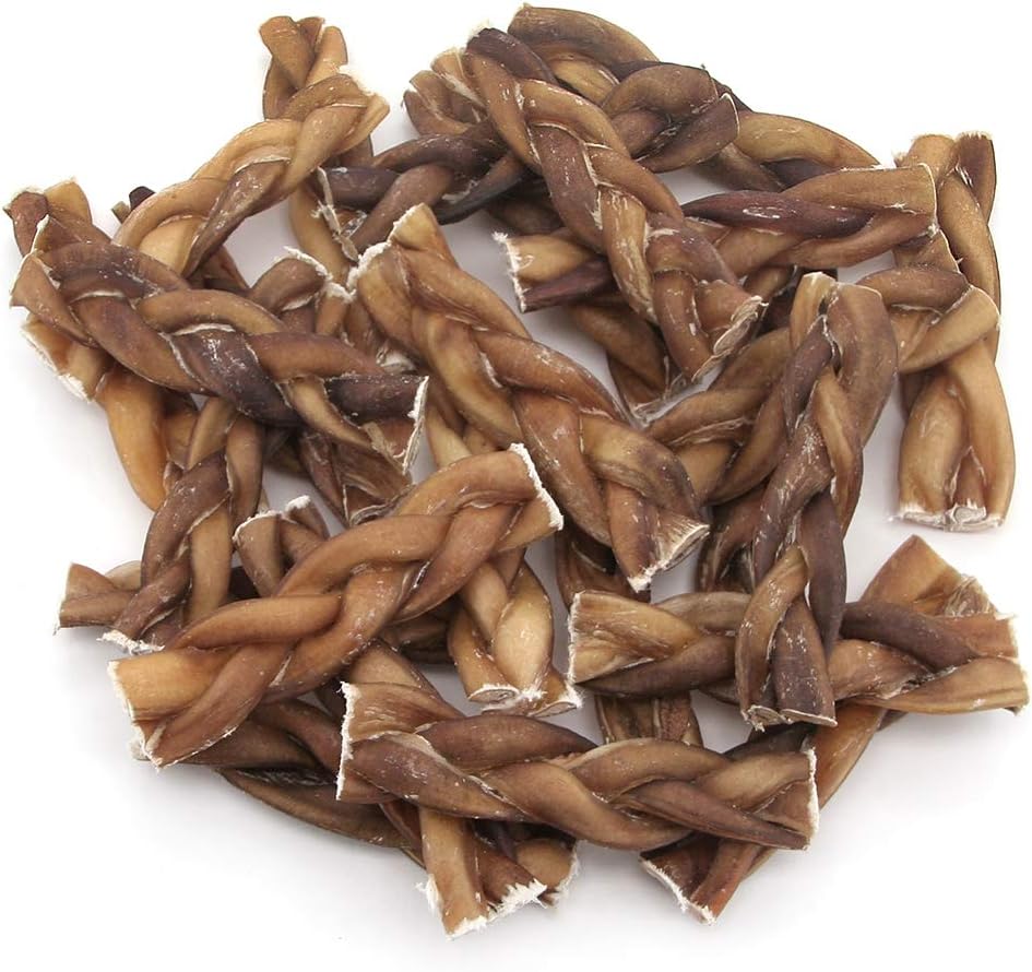 GigaBite 6 Inch Low-Odor Braided Bully Sticks (25 Pack) – All Natural, Free Range Beef Pizzle Dog Treat – by Best Pet Supplies