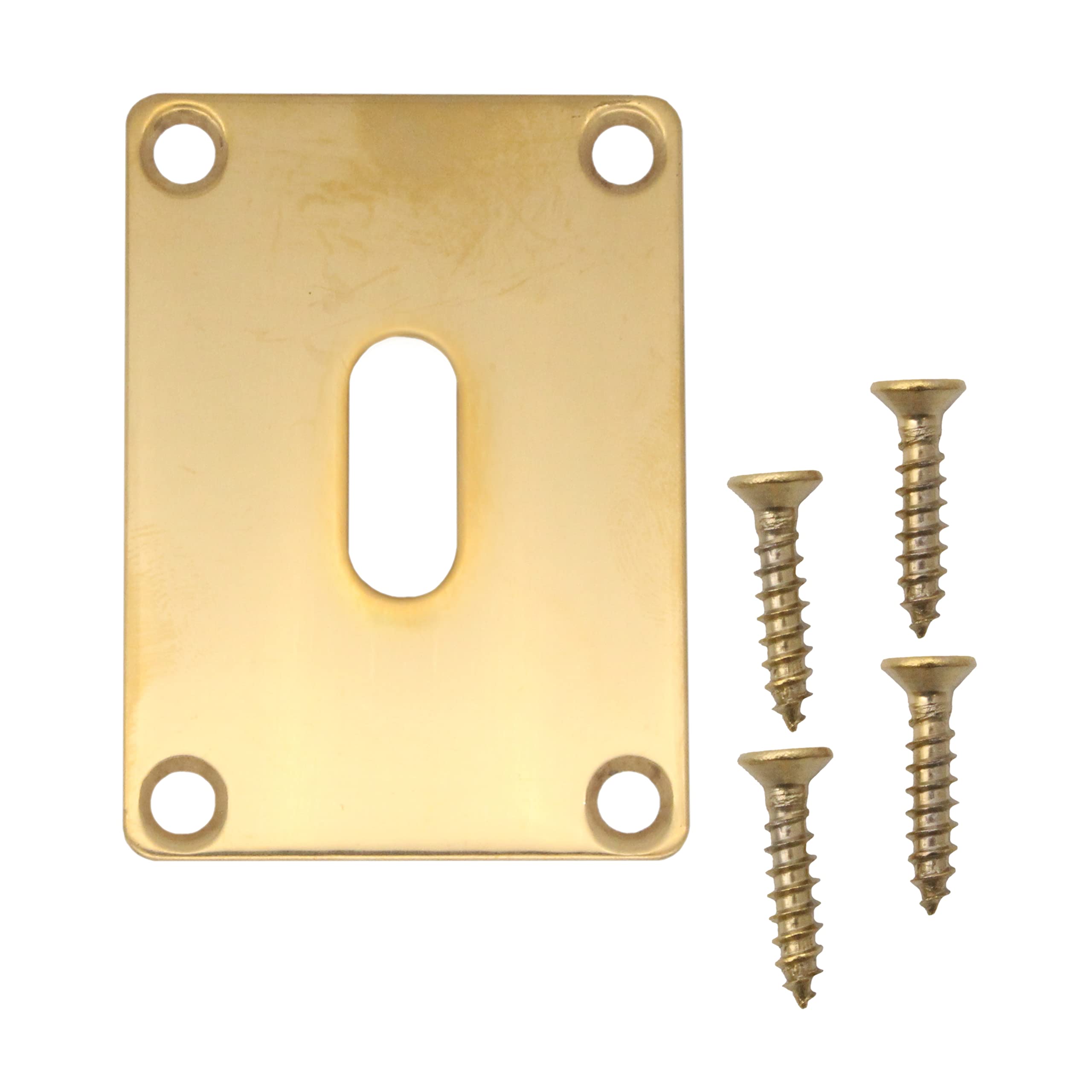Repair Escutcheon Key Hole Cover Plate Screw Fix Polished Brass 65 x 47mm