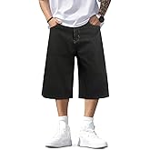 TANDAGI Men Baggy Jorts Y2k Streetwear Loose Fit Hip Hop Skateboard Denim Shorts