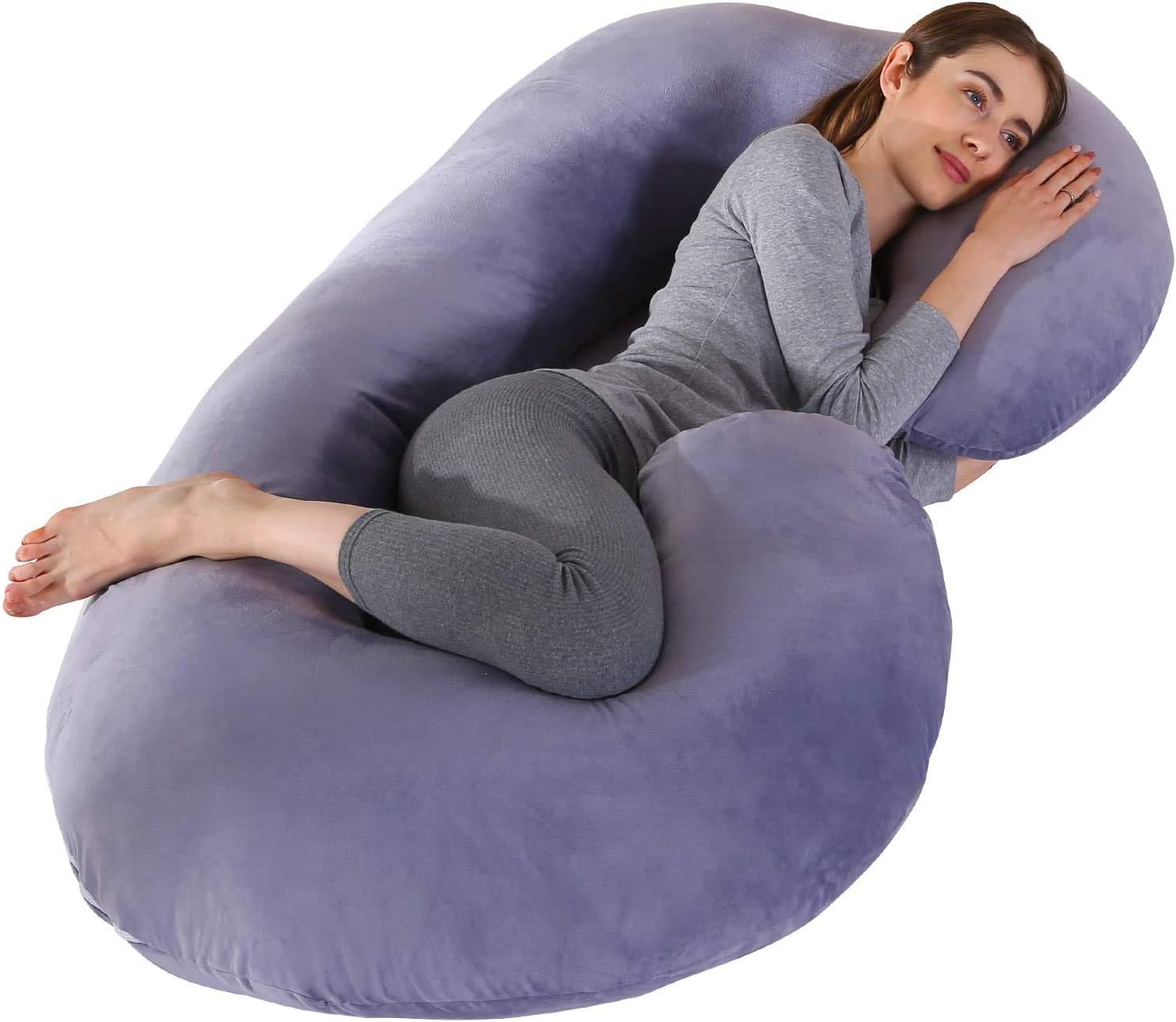 Victostar Pregnancy Pillow C Shaped Velvet Full Body Maternity Pillow