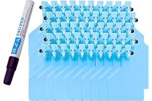 ZOPANIRA Ear Tags for Cattle - Blue Cattle Tags for Personalized Ear Marking - Calf Ear Tags for Livestock Identification of Cows, Goats, Pigs, Sheep (Blue, 50 pcs + Pen)