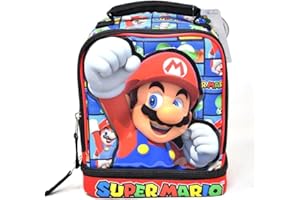 Bioworld Kids Insulated Lunch Bag with Handle – Super Mario Drop Bottom Rectangle Lunch Bag Design – Reusable Soft Cooler Lun