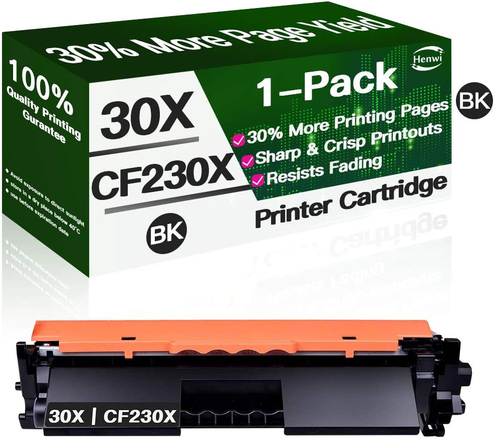 Compatible 30X CF230X Toner Cartridge 30A CF230A High Yield Used for HP Laserjet Pro M203dw M203dn MFP M227sdn M227fdw M206 (1-Pack Black), Sold by Henwi