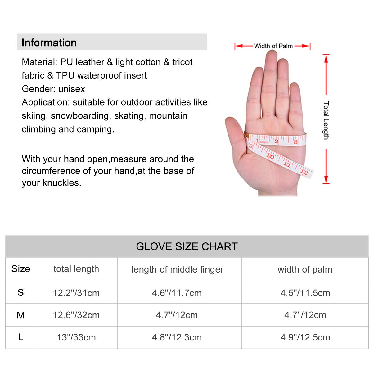 Vbiger Winter Skihandschuhe Snowboard Handschuhe Outdoor Sports Handschuhe Verdickt Warm Schnee Handschuhe für Herrenund Damen, Lila, M