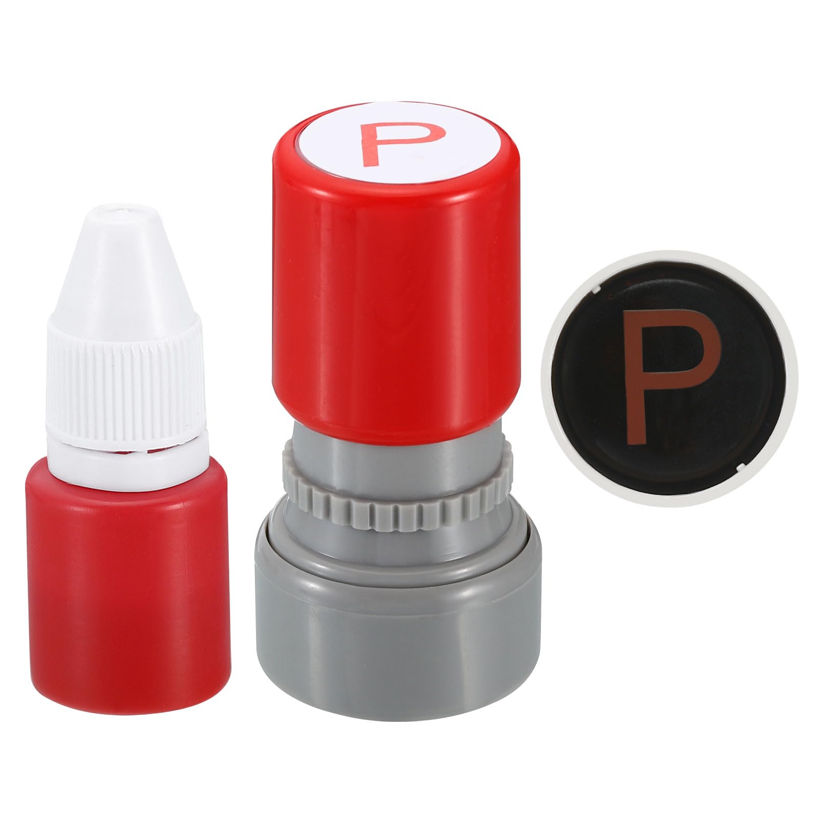 PATIKIL Red Letter P Alphabet Teacher Stamp, 2 Pack, Mini Ink Stamp for Class Notebook, Scrapbooking, DIY Craft