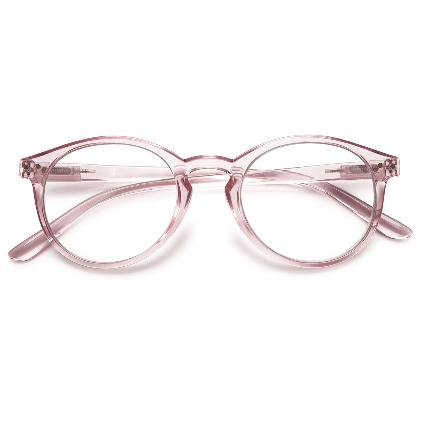 MAGIMODAC Ladies Anti Blue Light Reading Glasses Round Oval Lightweight Eyeglasses Women Readers Glasses +1.0 +1.25 +1.5 +1.75 +2.0 +2.25 +2.5 +2.75 +3.0 +3.5 +4.0 (Transparent Pink, 3.50)