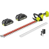 22 inch Hedge Trimmer Cordless with 2 Battery and Charger, 20V Bush Trimmer | Handheld Electric Hedge shears with Dual-Action Blades, Lightweight Grass Cutter Pruning Shrub Trimmer for Garden Yard Tools