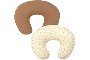 FUNUPUP 2 Pack Muslin Nursing Pillow Cover Compatible with Boppy Nursing Pillow, Soft Baby Nursing Covers for Breastfeeding Pillows for Boys Girls, Brown&Floral