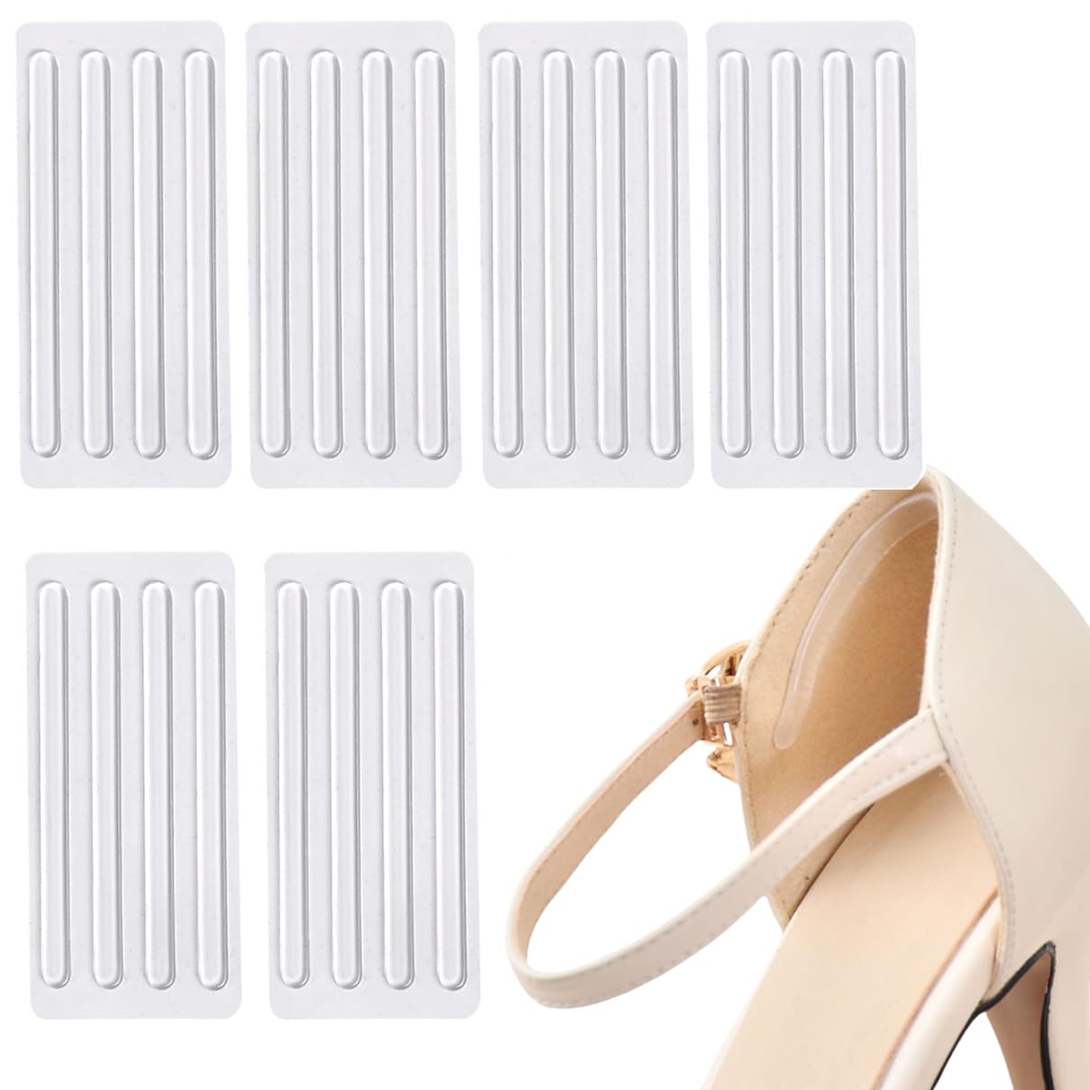6Sheets(24PCS) Clear Silicone Thin Adhesive Tape Anti-wear Back Foot Stickers High Heel Shoes Cushion Care for Women Lady Girls