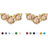 Stud Earrings for Women Birthstone Studs 14K Gold Plated S925 Sterling Silver Hypoallergenic Earrings Cubic Zirconia Stud Earrings Cartilage Earring for Women Trendy
