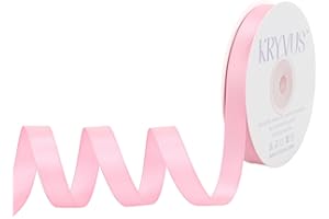 KRYVUS Double Faced Pink Satin Ribbon, 1/2 Inch X 25 Yards Polyester Ribbon for Gift Package Wrapping, Crafts, Bow Making, Sewing, Flower Bouquet, Wedding Party Decor