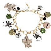 Madison Tyler Halloween Charm Bracelets for Women | Adjustable Bracelets | Pumpkin Spider Bats Spider Web Witch Hat Ball Bead Candy Corn | Halloween Holiday Party Gifts