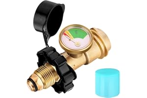 WADEO Propane Tank Gauge Level Indicator, Connect to 5-100lb Tanks, Accurate Gauge with POL for Cylinder, RV Camper, Heater, 