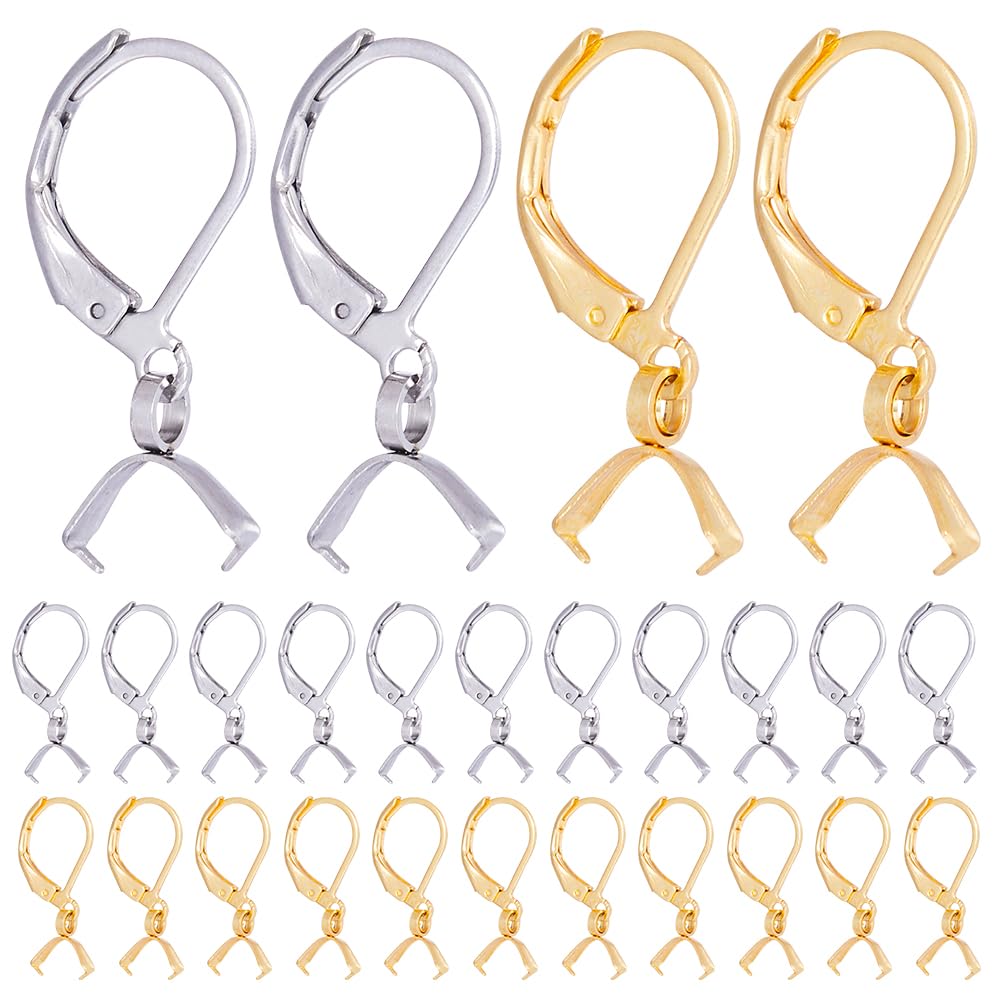 SUNNYCLUE 1 Box 40Pcs Earring Leverbacks Leverback Ear Hooks 304 Stainless Steel Leverback Earring Findings Frecch Earring Hooks Earwire Leverbacks for jewellery Making Accessories DIY Dangle Earrings