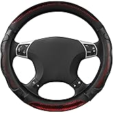 DXNQ Car Steering Wheel Cover, 15 Inches 3D Honeycomb Design Car Steering Wheel Protector with Comfy Grip, Breathable Anti-Slip D-Shaped Steering Wheel Sleeve for Most Vehicles (Red, Round)