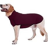 ROZKITCH Turtleneck Dog Pajamas for Large Dogs, Pet Windproof Warm Cold Weather Jacket Vest Cozy Jumpsuit Apparel Outfit Clothes for Walking Hiking Travel Sleep Red 3XL