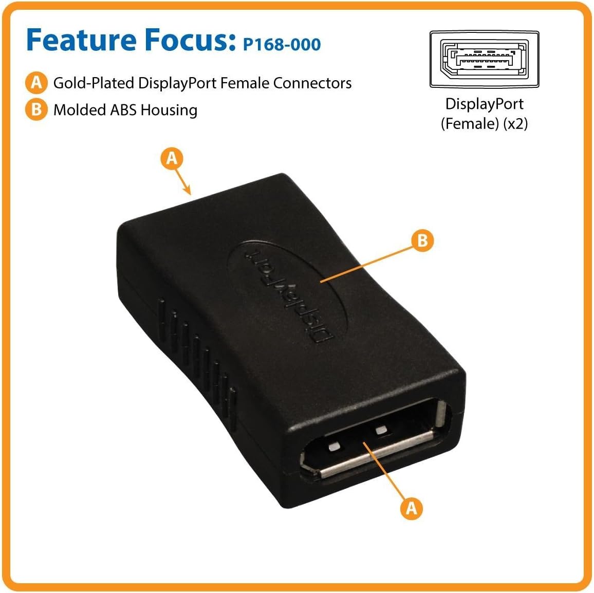 Tripp Lite P168-000 F/F DisplayPort Gender Changer - Black - Image 3