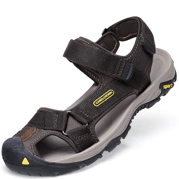 CAMEL CROWN Herren Sport Outdoor Sandalen Sommer Männer Fischer Strand Wandersandale Geschlossene Klettverschluss Trekking