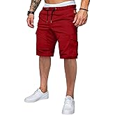 JMIERR Mens Casual Cargo Shorts - Cotton Drawstring Stretch Summer Beach Shorts Twill Chino Short with 6 Pockets