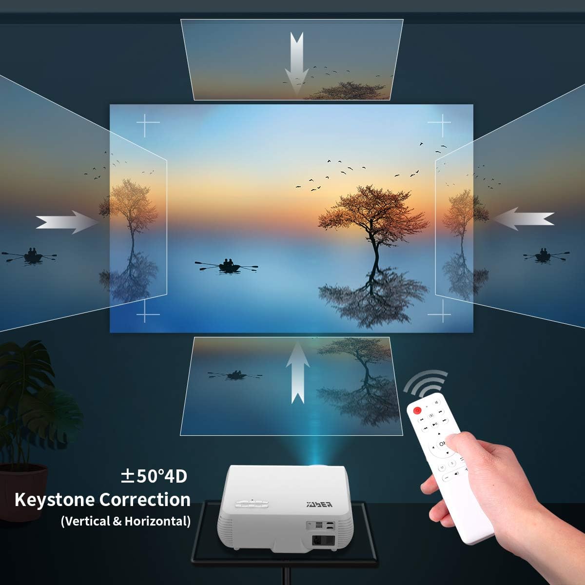 YABER Y30 Native 1080P Projector 7000 Lux Upgrade Full HD Video Projector 1920 x 1080, ±50° 4D Keystone Correction Support 4k & Zoom,LCD LED Home Theater Projector Compatible with Phone,PC,TV Box,PS4: Electronics