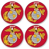 4-Pack Small RED Marine Corps Official Logo Stickers (US Marine Insignia Decals for Cell Phones, Laptops, Water Bottles (1.5 inches) USMC Licensed