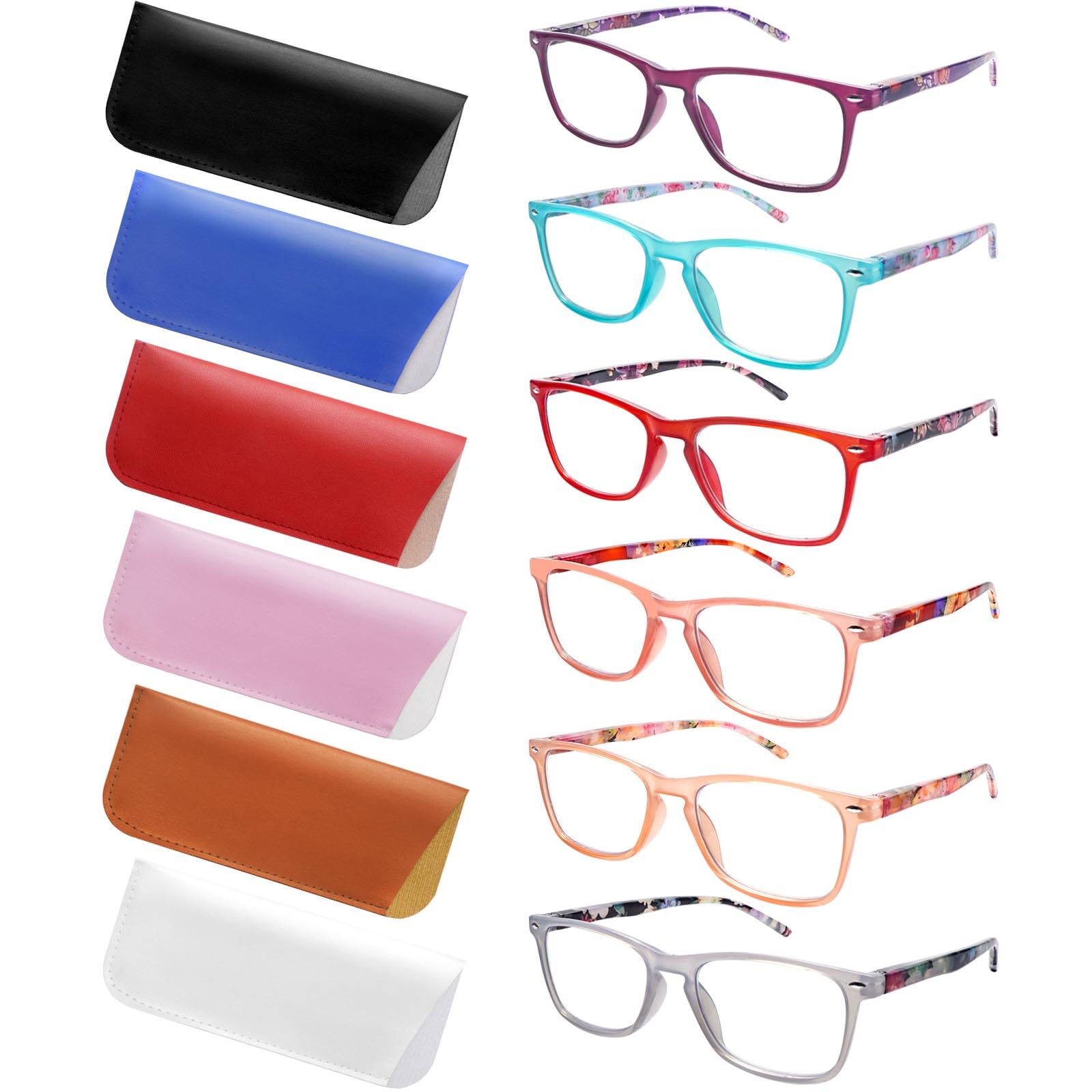 Photo 1 of ZONLON 6 Pack Reading Glasses for Women Men, Spring Hinge Eyeglasses Blue Light Blocking Anti Eyestrain Computer Readers (6 Mix C2, 3.50, multiplier_x)