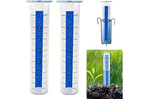 2PCS Rain Gauge Replacement Tube - Clear Rain Gauge with Scale,8" Capacity Plastic RainGauge Tube Replacement for Yard&Garden