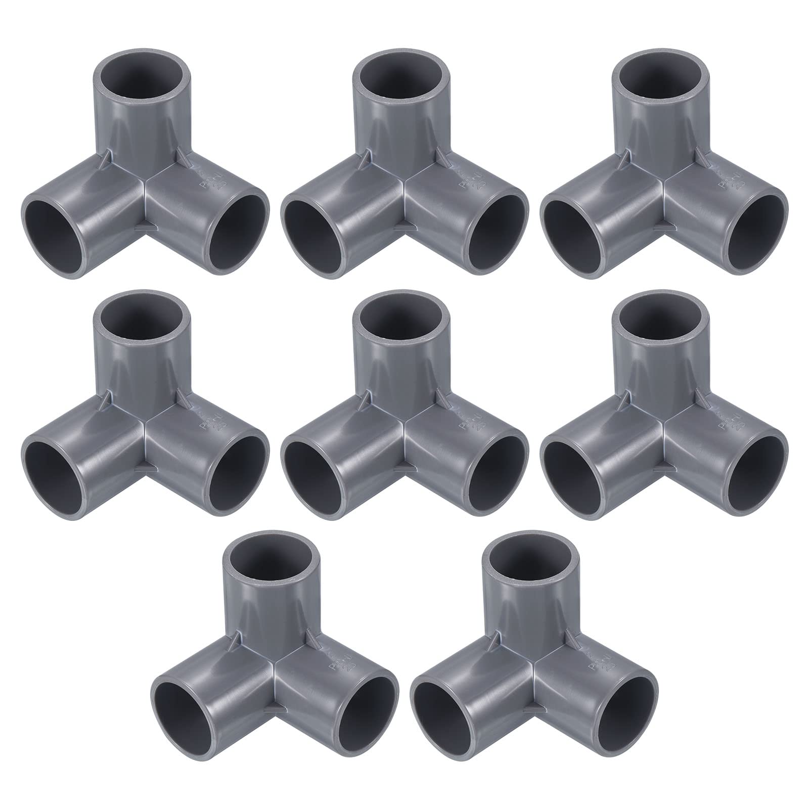 PATIKIL 1" ID 3 Way Elbow Pipe Fittings UPVC, 8 Pack Joint Coupling Pipe Adapter for Pipe Connection, Gray