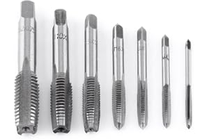 Yosoo Health Gear Metric Thread Tap Set, 7 Piece Steel Hand Screw Thread Taps, M3-M12 Sizes for Wood, Plastic, Aluminum