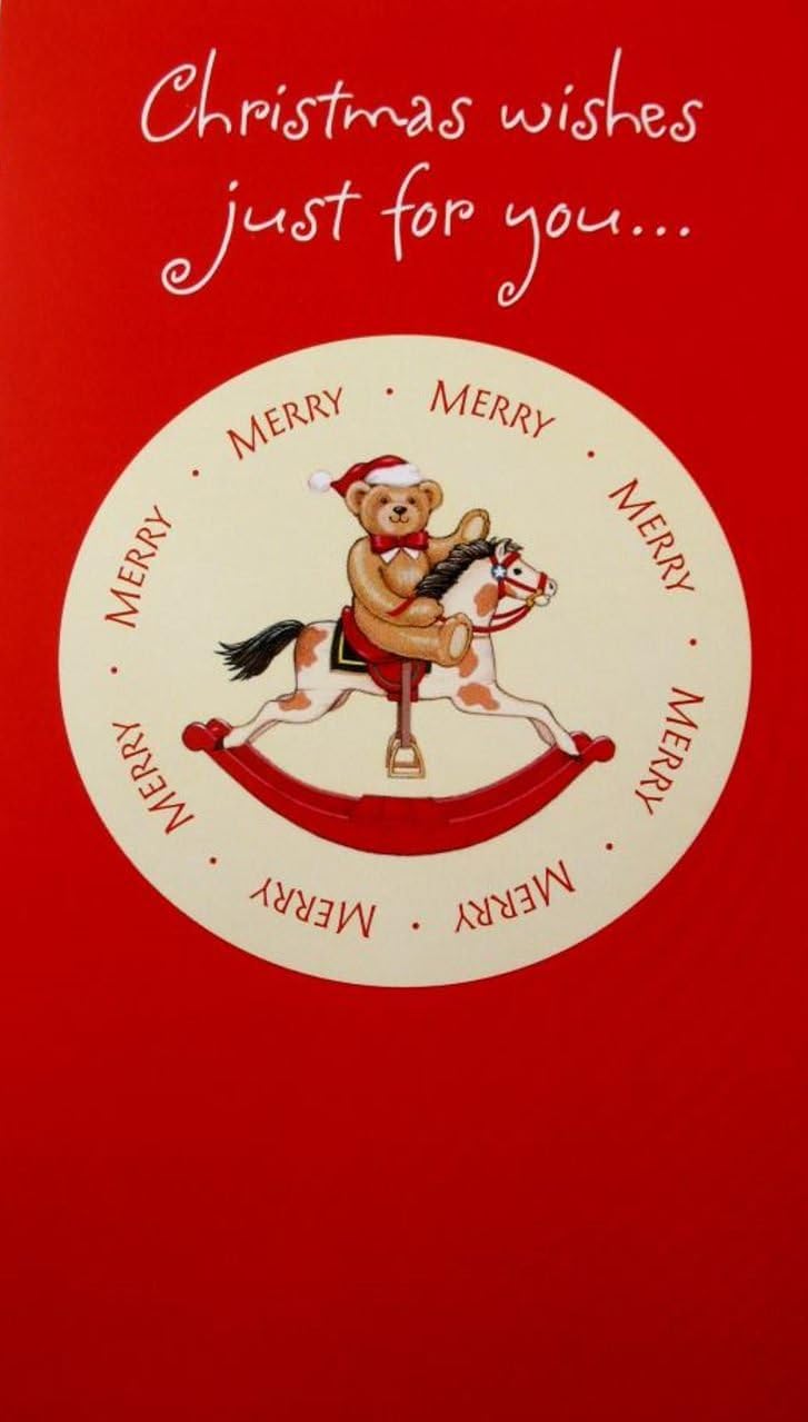 Amazon Com Braille Embossed Christmas Gift Card Or Money Holder Card Teddy Bear On A Rocking Horse Office Products