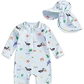 Hnyenmcko Baby Boy Girls Rash Guard Swimsuit Toddler Long Sleeve One Piece Zipper Bathing Suit Infant Swimming Suit