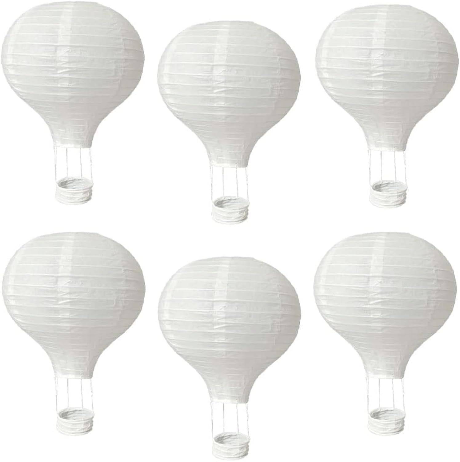 Photo 1 of (6 Packs) 12-Inch White Paper Lanterns Decorative Chinese/Japanese Hanging Round Paper Lanterns Lamp for Birthday, Wedding, Christmas Xmas, Bridal, Home Decor, Party Decoration (hot air balloon)