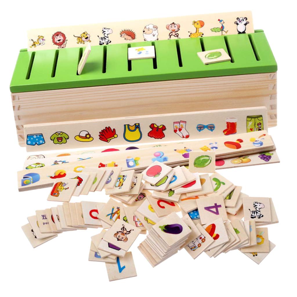 F Fityle Montessori Sorting Toys Toddlers Kids Early Education 1 Sorting Box, 8 Sorting Strips