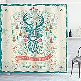 Ambesonne Vintage Shower Curtain, Reindeer with