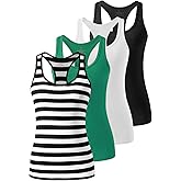 Femdouce Racerback Workout Tank top for Women Activewear Running top Yoga 4 Pack