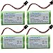 URPOWER® 4 Pack 2.4V Ni-MH home Phone Battery for Uniden BT1007 BT-1007 BT904 BT-904 BT1015 BBTY0460001 BBTY0510001 BBTY0624001 BBTY0700001 CEZAi2998 DCX150 DECT1500 Panasonic HHR-P506 HHR-P506A