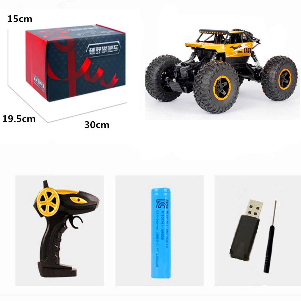 Cherry RC Car 2.4Ghz 4WD Rock Crawlers Remote Racing Truck Toy 1:16 Rechargeable Off-Road Vehicle High Speed RC Buggy Race, Gift for Kids and Adults