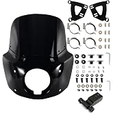 FATECIM Motorcycle 5.75" Headlight Fairing with 11" Dark Smoke Windshield Windscreen &amp; 48-58mm Mounting Kit Headlight Extension Block For Harley 2018 2019 2020 2021 2022 Softail FXBB Street Bob