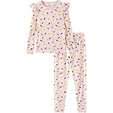 PATPAT Girls Pajama Sets Ages 2-12 Years - Snug Fit Long Sleeve Ruffle Sleepwear, Soft and Breathable Kids PJs