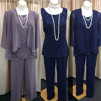 chiffon three piece pant suit